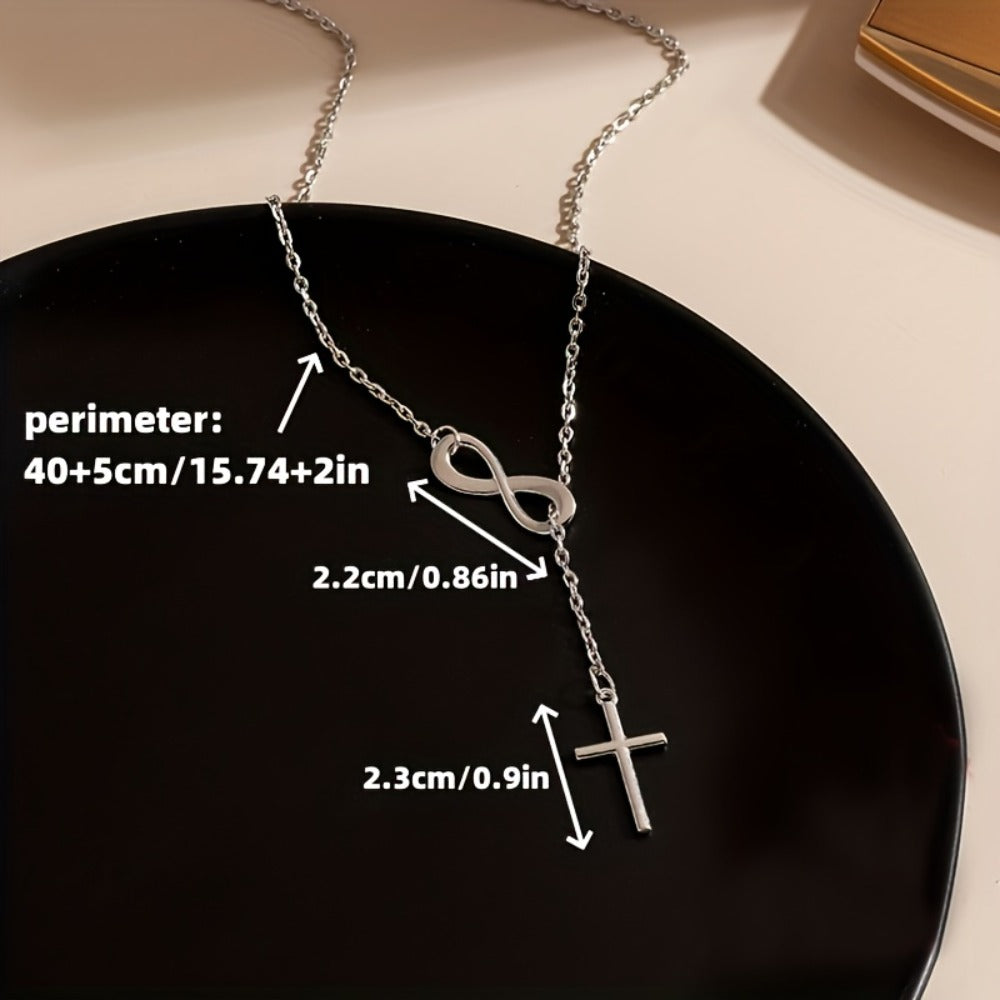 Cross Necklace - Pendant for Women 2PCS Set Silver Plated Hypoallergenic Lightweight Faith - product detail view 4