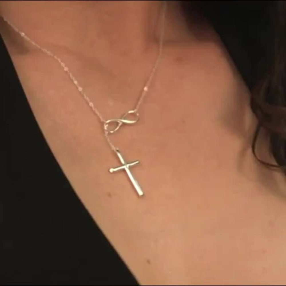 Cross Necklace - Pendant for Women 2PCS Set Silver Plated Hypoallergenic Lightweight Faith - product detail view 6