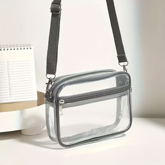 Crossbody Bag for Women – PVC, Clear, Transparent, Adjustable Strap – front view