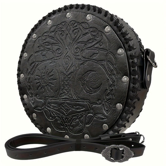 Crossbody Bags & Shoulder Bags - Bag Viking Nordic Embossed PU Leather Vintage Retro Satchel for Women - product detail view