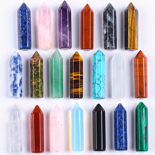 Crystal Wands - Healing Bulk 30pcs Hexagonal Pointed Quartz Assorted Faux Gemstones - main product view