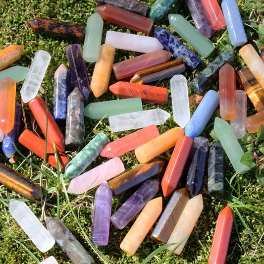 Crystal Wands - Healing Bulk 30pcs Hexagonal Pointed Quartz Assorted Faux Gemstones - product detail view 2