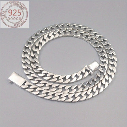 Cuban Link Chain Necklace - 925 Sterling Silver for Men 10mm Wide , Anti-Allergic, Multiple Lengths, & - product detail view