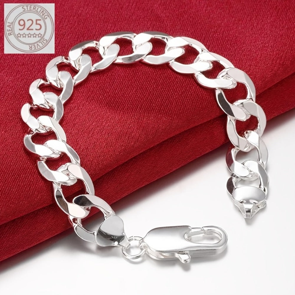 Cuban Link Chain Necklace - 925 Sterling Silver for Men 10mm Wide , Anti-Allergic, Multiple Lengths, & - product detail view