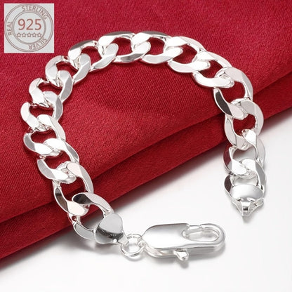 Cuban Link Chain Necklace - 925 Sterling Silver for Men 10mm Wide , Anti-Allergic, Multiple Lengths, & - product detail view