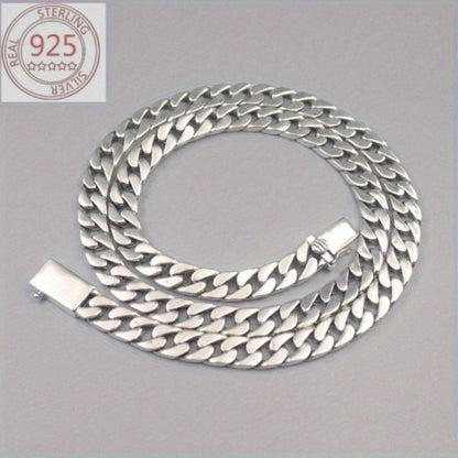 Cuban Link Chain Necklace - 925 Sterling Silver for Men 10mm Wide , Anti-Allergic, Multiple Lengths, & - product detail view