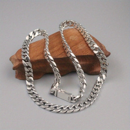 Cuban Link Chain Necklace - 925 Sterling Silver for Men 10mm Wide , Anti-Allergic, Multiple Lengths, & - product detail view