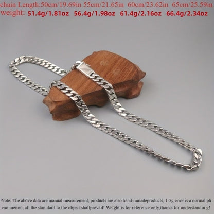 Cuban Link Chain Necklace - 925 Sterling Silver for Men 10mm Wide , Anti-Allergic, Multiple Lengths, & - product detail view