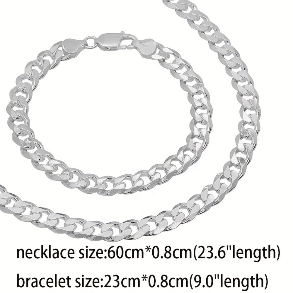 Cuban Link Chain Necklace - 925 Sterling Silver for Men 10mm Wide , Anti-Allergic, Multiple Lengths, & - product detail view