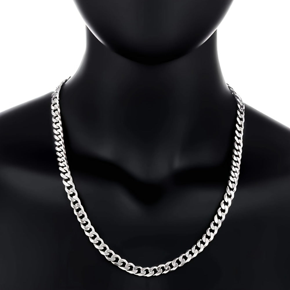 Cuban Link Chain Necklace - 925 Sterling Silver for Men 10mm Wide , Anti-Allergic, Multiple Lengths, & - product detail view