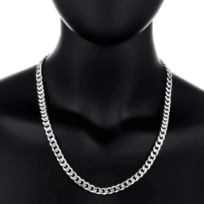 Cuban Link Chain Necklace - 925 Sterling Silver for Men 10mm Wide , Anti-Allergic, Multiple Lengths, & - product detail view