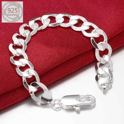 Cuban Link Chain Necklace - 925 Sterling Silver for Men 10mm Wide , Anti-Allergic, Multiple Lengths, & - product detail view