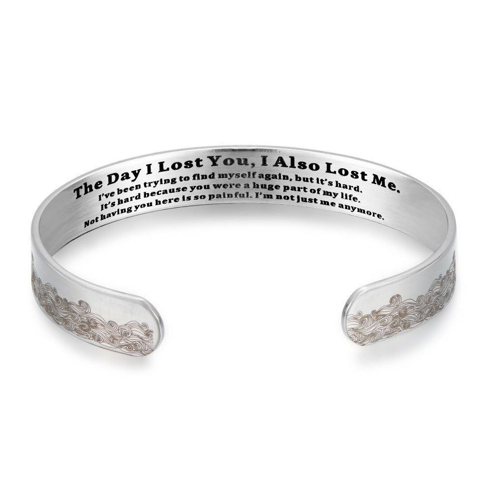 Cuff Bracelet - Pet Memorial for Women - Adjustable C-Shape Open , Sympathy Gift for Loss - product detail view 2