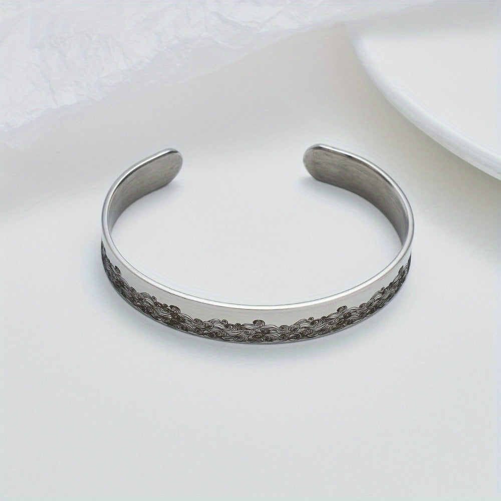 Cuff Bracelet - Pet Memorial for Women - Adjustable C-Shape Open , Sympathy Gift for Loss - product detail view 4