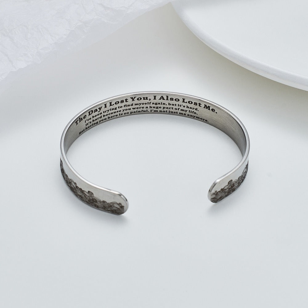 Cuff Bracelet - Pet Memorial for Women - Adjustable C-Shape Open , Sympathy Gift for Loss - product detail view 5