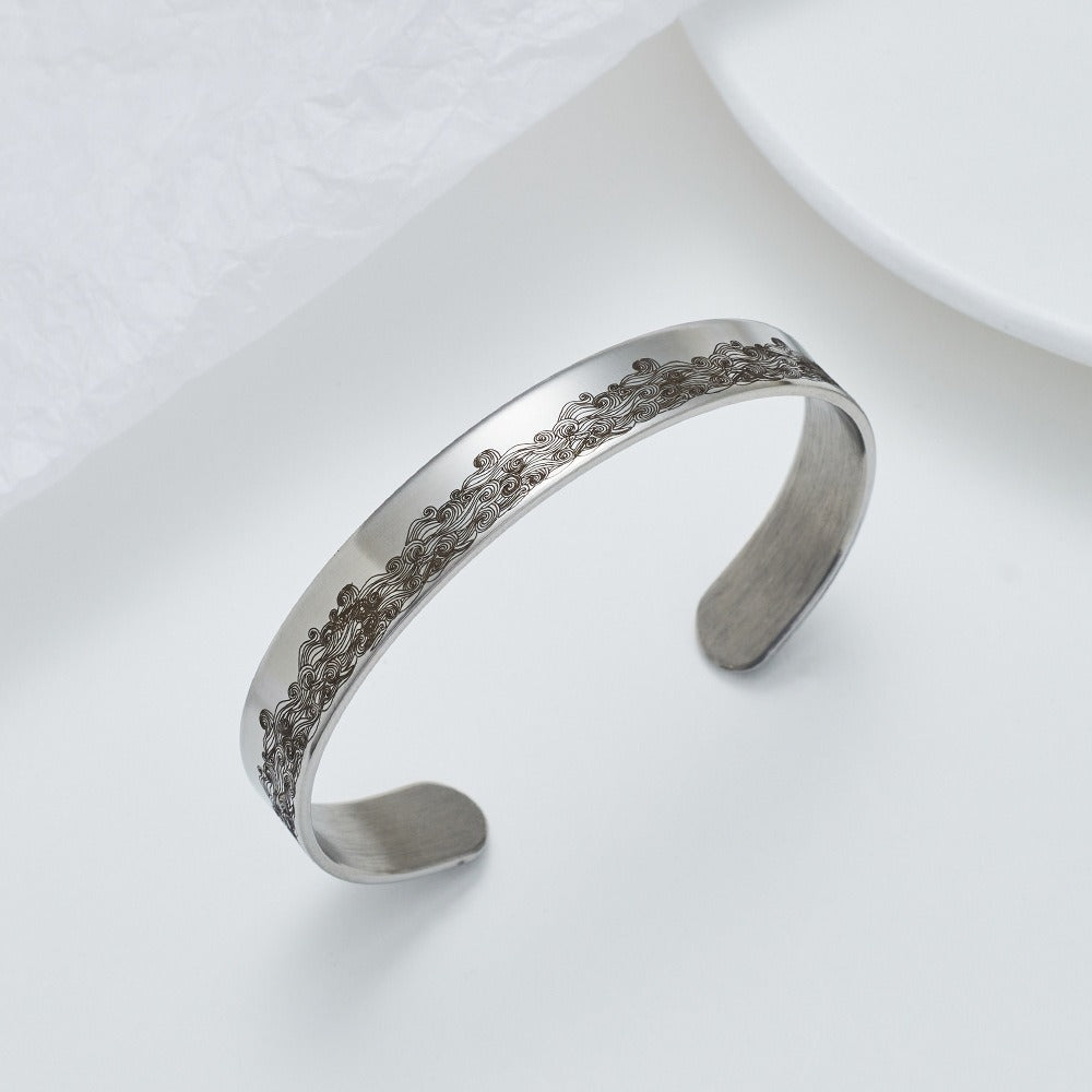 Cuff Bracelet - Pet Memorial for Women - Adjustable C-Shape Open , Sympathy Gift for Loss - product detail view 6