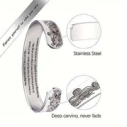 Cuff Bracelet - Pet Memorial for Women - Adjustable C-Shape Open , Sympathy Gift for Loss - product detail view 7