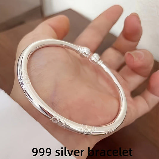 Cuff Bracelet - S999 Sterling Silver for Women Tribal Style Minimalist Bangle, Everyday - main product view