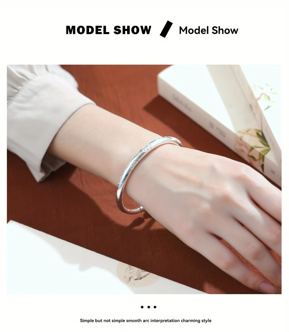 Cuff Bracelet - S999 Sterling Silver for Women Tribal Style Minimalist Bangle, Everyday - product detail view 8