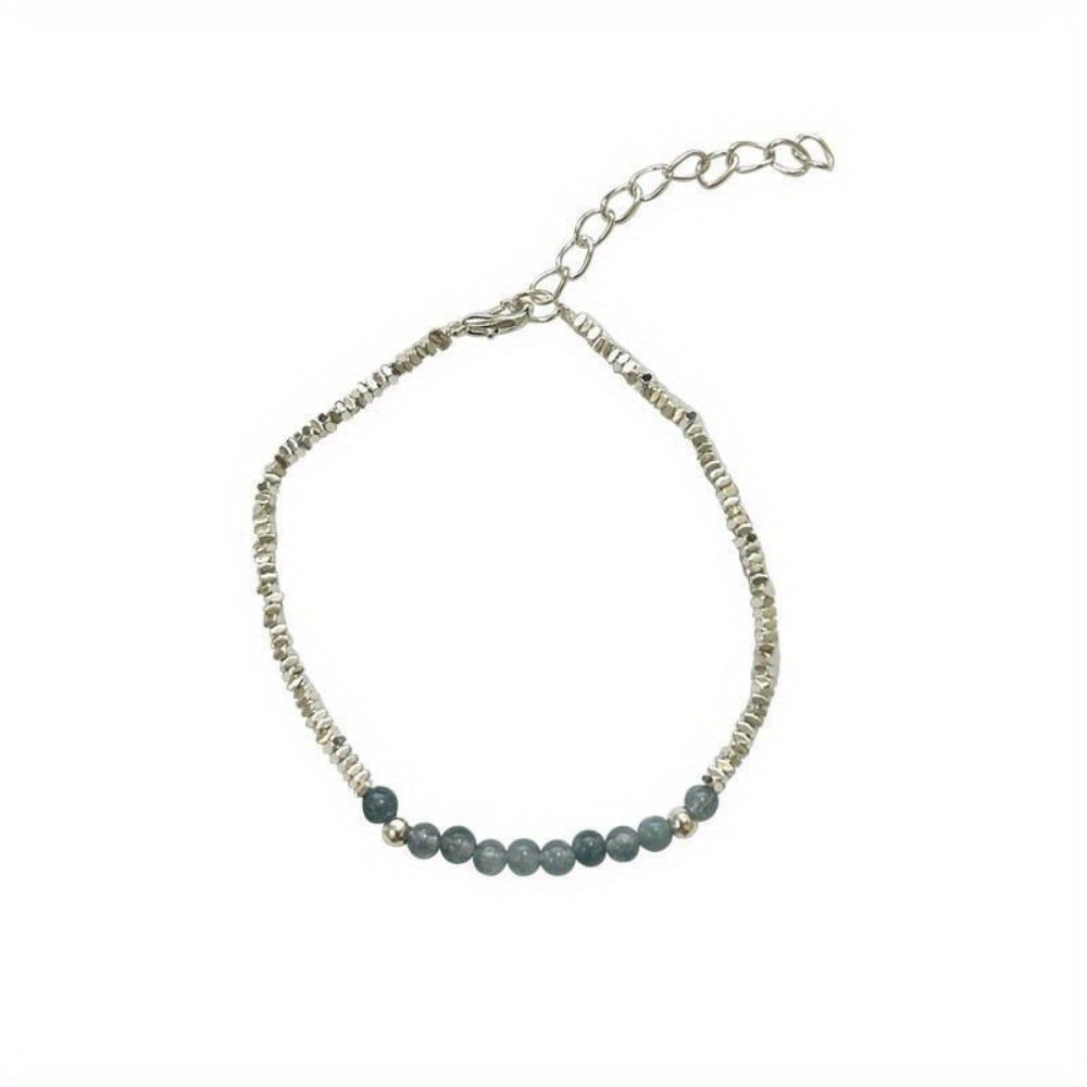 Cuff Bracelet - Silver 925 Aquamarine Delicate Light Luxury Broken Style Thin for Women - product detail view 5