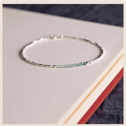 Cuff Bracelet - Silver 925 Aquamarine Delicate Light Luxury Broken Style Thin for Women - product detail view 7