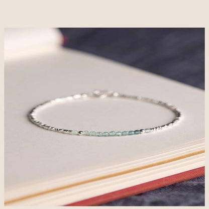 Cuff Bracelet - Silver 925 Aquamarine Delicate Light Luxury Broken Style Thin for Women - product detail view 8