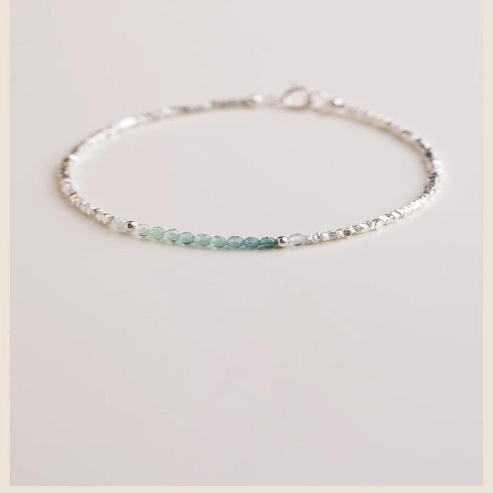 Cuff Bracelet - Silver 925 Aquamarine Delicate Light Luxury Broken Style Thin for Women - product detail view 9
