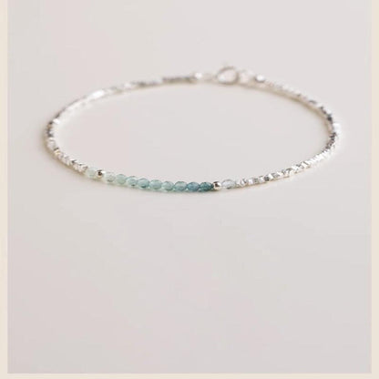 Cuff Bracelet - Silver 925 Aquamarine Delicate Light Luxury Broken Style Thin for Women - product detail view 9