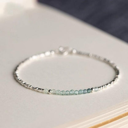 Cuff Bracelet - Silver 925 Aquamarine Delicate Light Luxury Broken Style Thin for Women - product detail view 11