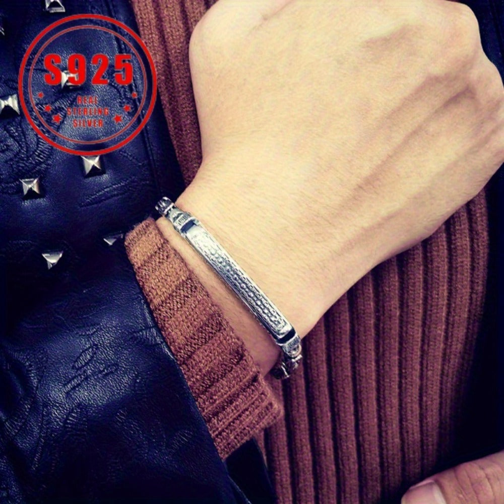 Cuff Bracelet - Sterling Silver for Women 925 Vintage Bohemian Bangle Open Adjustable - product detail view 5