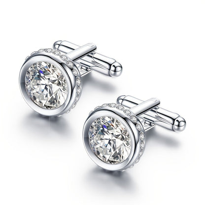 Cufflinks - for Men Sparkling Crystal French Cuff Links Elegant Formal Dress Shirt - product detail view 2