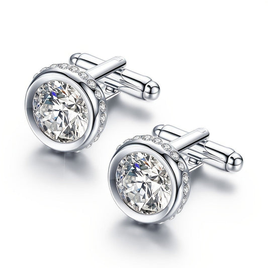 Cufflinks - for Men Sparkling Crystal French Cuff Links Elegant Formal Dress Shirt - product detail view 2