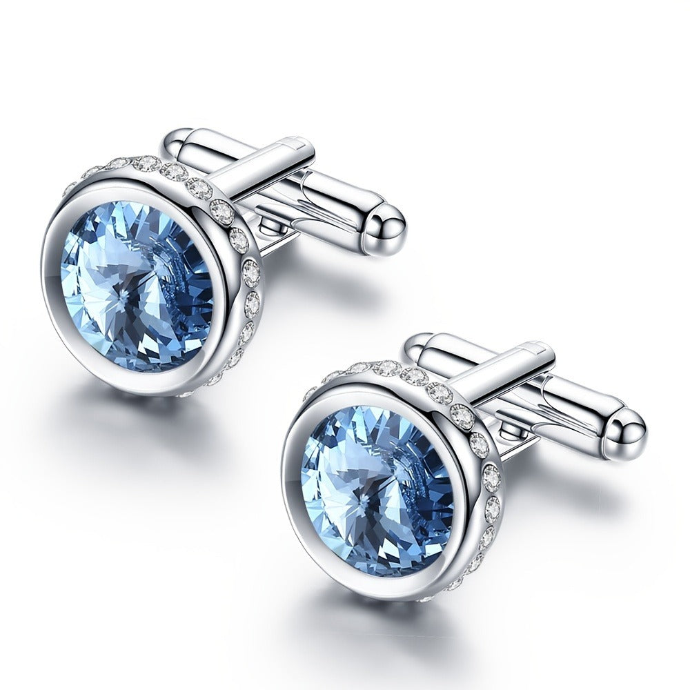 Cufflinks - for Men Sparkling Crystal French Cuff Links Elegant Formal Dress Shirt - product detail view 5