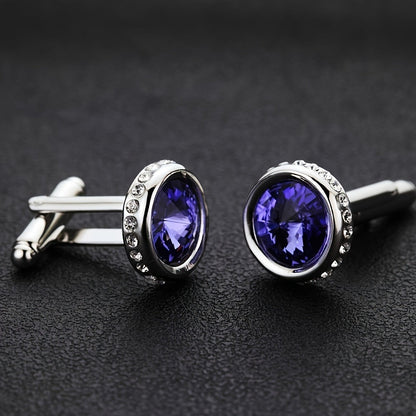 Cufflinks - for Men Sparkling Crystal French Cuff Links Elegant Formal Dress Shirt - product detail view 8