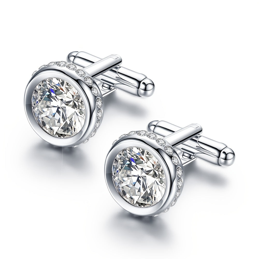 Cufflinks - for Men Sparkling Crystal French Cuff Links Elegant Formal Dress Shirt - product detail view 13