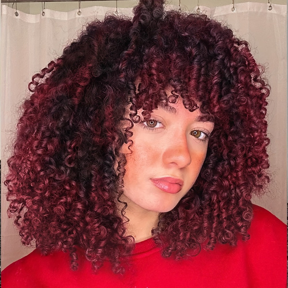 Curly Wig - Afro for Women - Voluminous 12 Inch Soft Synthetic Hair, Black to Brown - product detail view 11