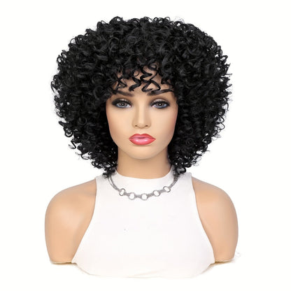 Curly Wig - Afro for Women - Voluminous 12 Inch Soft Synthetic Hair, Black to Brown - product detail view 14