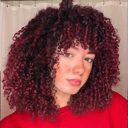 Curly Wig - Afro for Women - Voluminous 12 Inch Soft Synthetic Hair, Black to Brown - product detail view 21