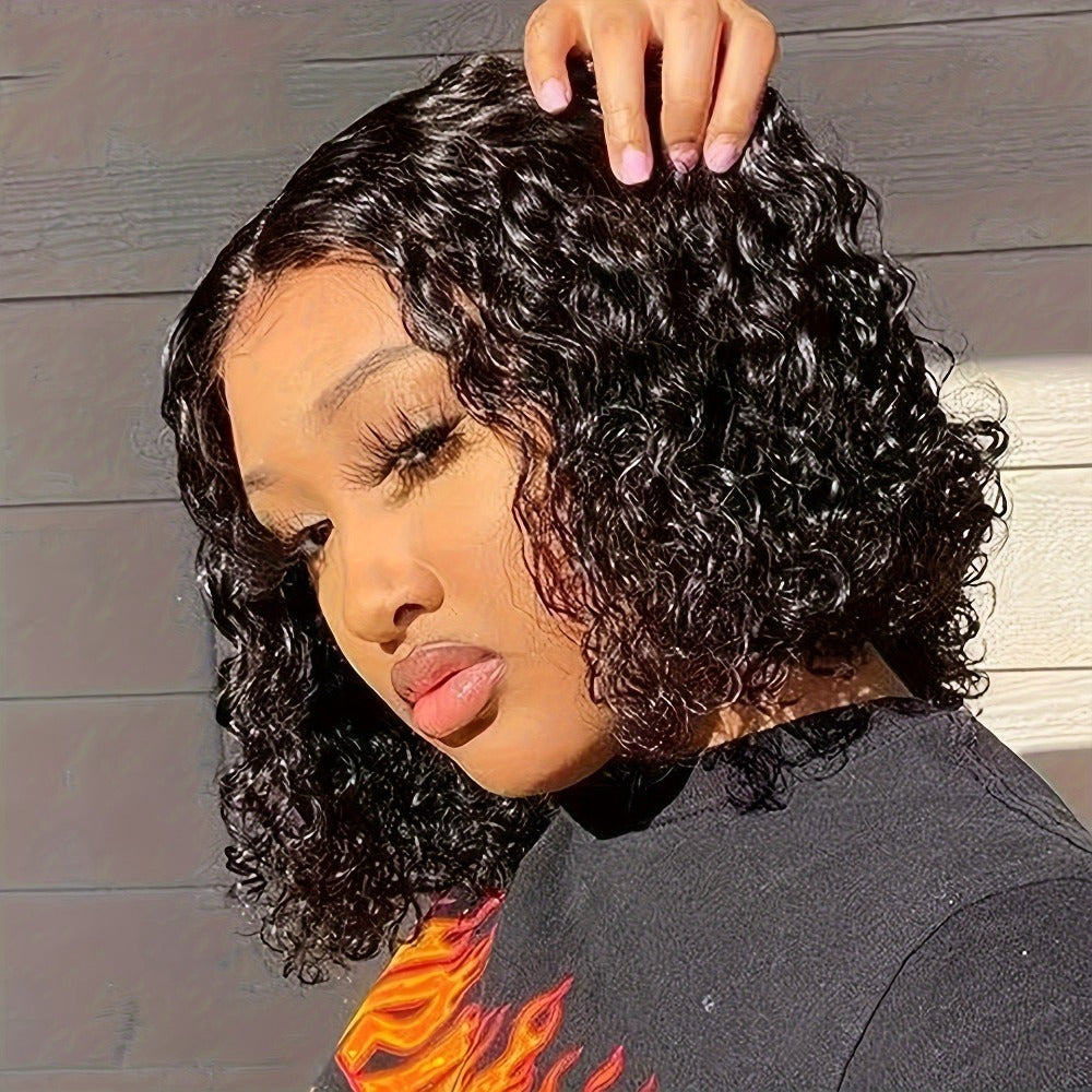 Curly Wig - Brazilian Short 14 Inch No Glue Soft Breathable Synthetic Hair , Naturally - product detail view 3