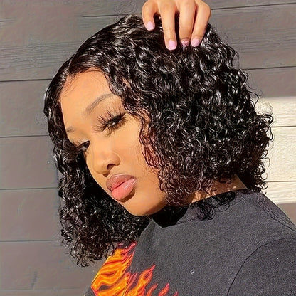 Curly Wig - Brazilian Short 14 Inch No Glue Soft Breathable Synthetic Hair , Naturally - product detail view 3