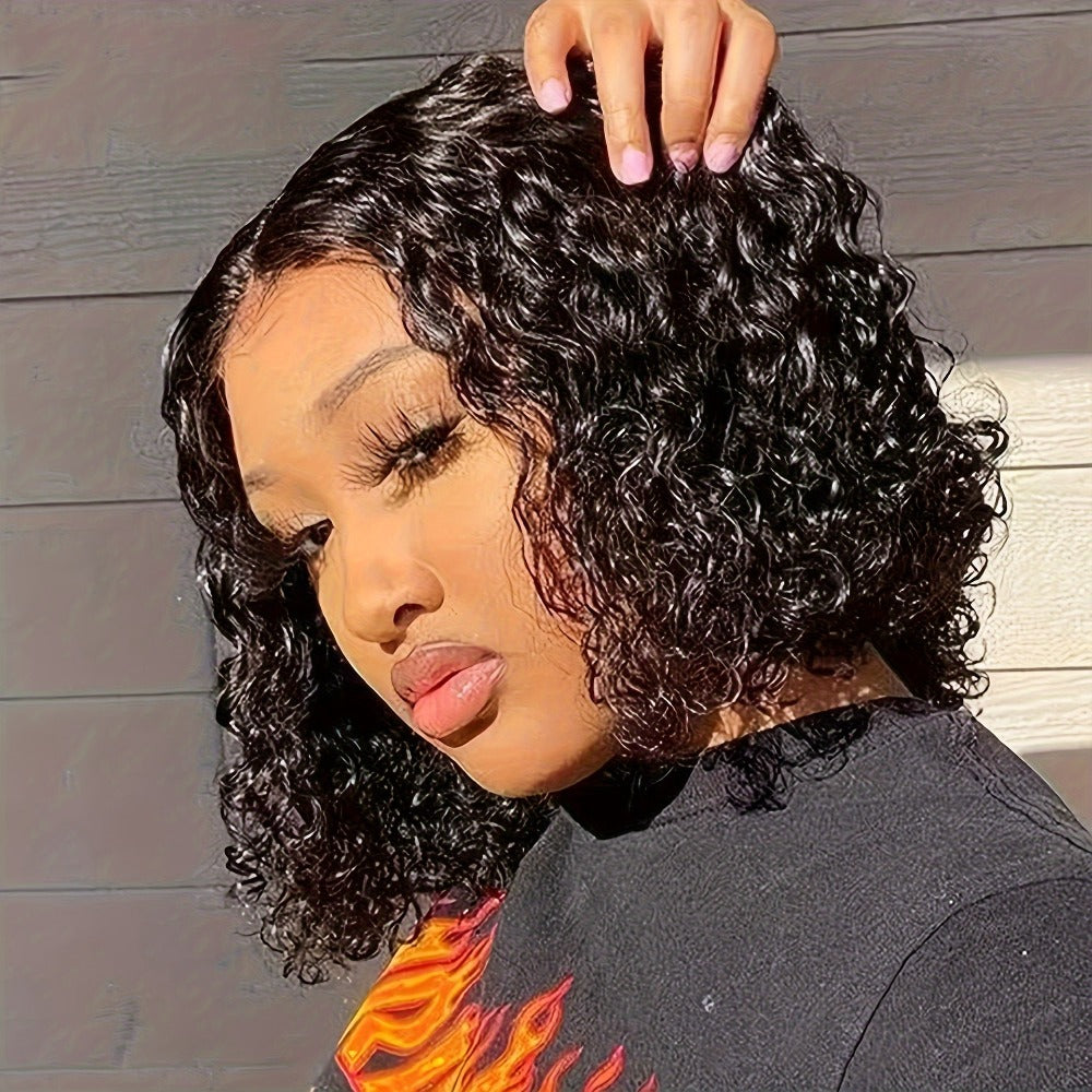 Curly Wig - Brazilian Short 14 Inch No Glue Soft Breathable Synthetic Hair , Naturally - product detail view 10
