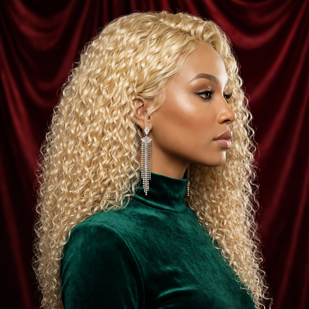 Curly Wig - Deep Wave Glueless for Women - 24" Afro Hair | Pre-Plucked Hairline | Full - product detail view 4