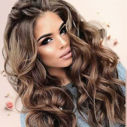 Curly Wig - Long Wavy for Women - Fluffy Big Waves No Bangs Synthetic Hair, Natural - main product view
