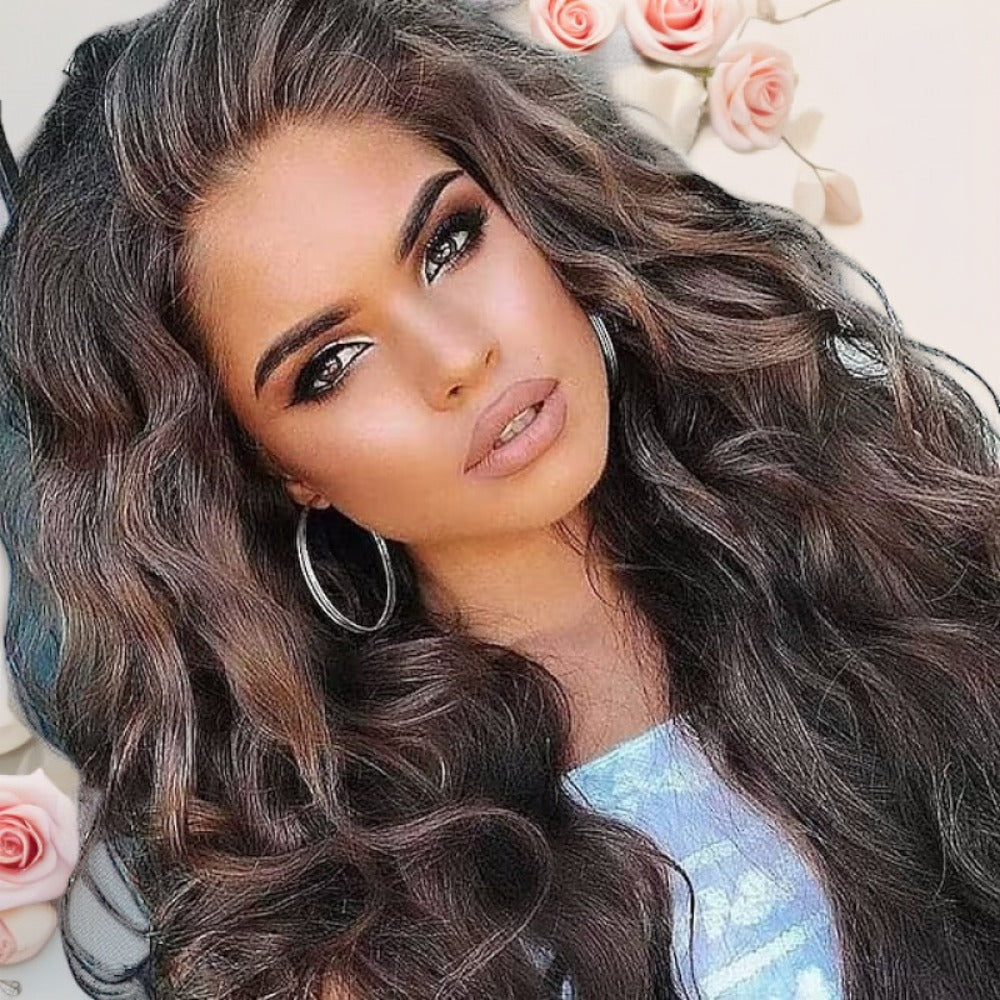 Curly Wig - Long Wavy for Women - Fluffy Big Waves No Bangs Synthetic Hair, Natural - product detail view 4