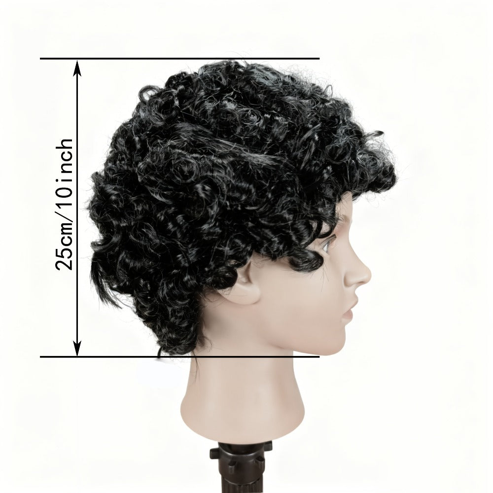 Curly Wig - Short for Women - 10 Inch Black Heat Resistant Synthetic Hair, Thickened - product detail view 4