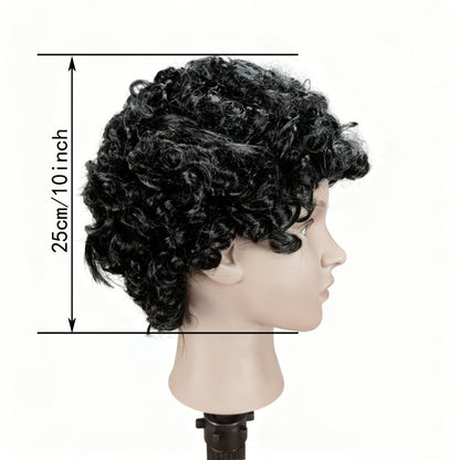 Curly Wig - Short for Women - 10 Inch Black Heat Resistant Synthetic Hair, Thickened - product detail view 4