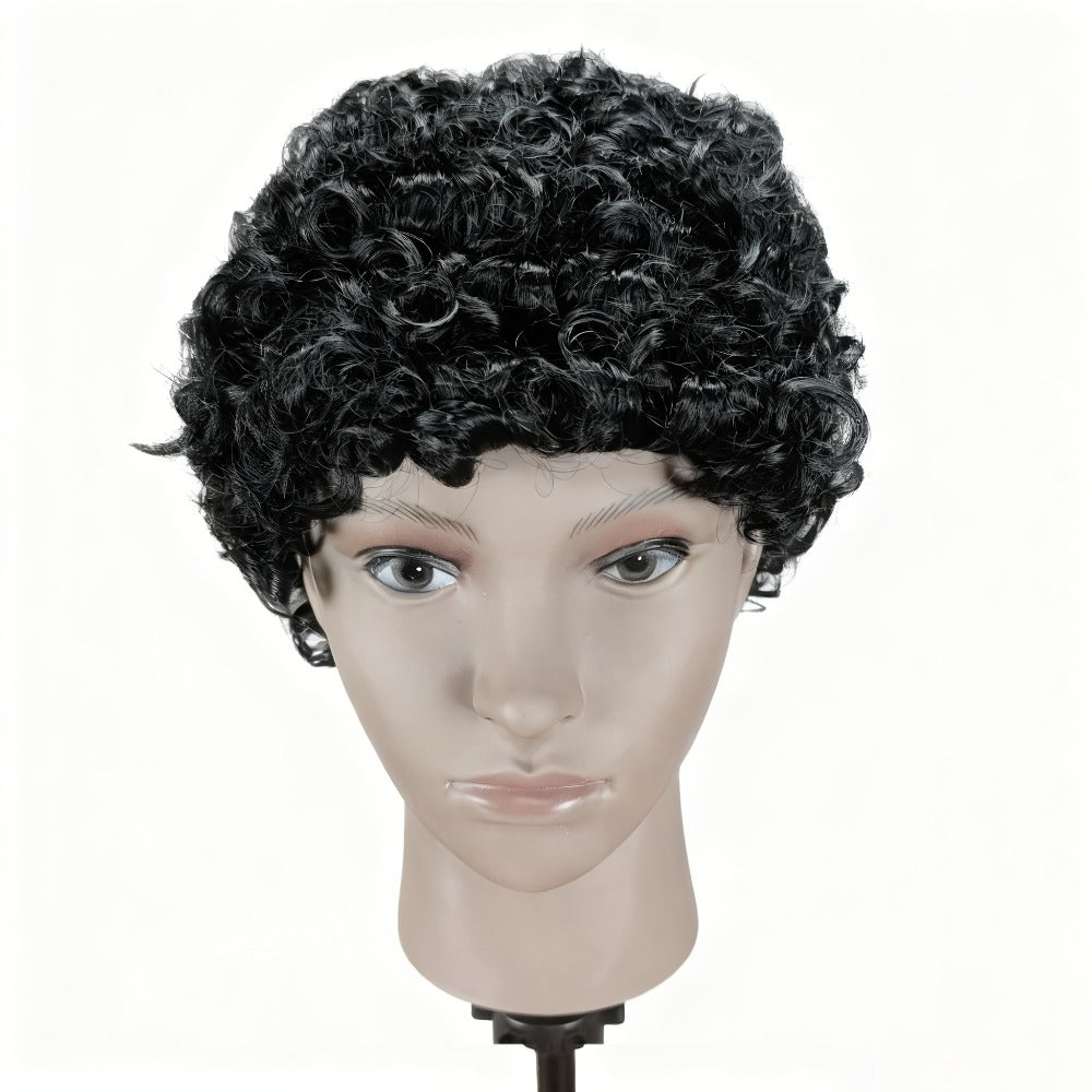 Curly Wig - Short for Women - 10 Inch Black Heat Resistant Synthetic Hair, Thickened - product detail view 5