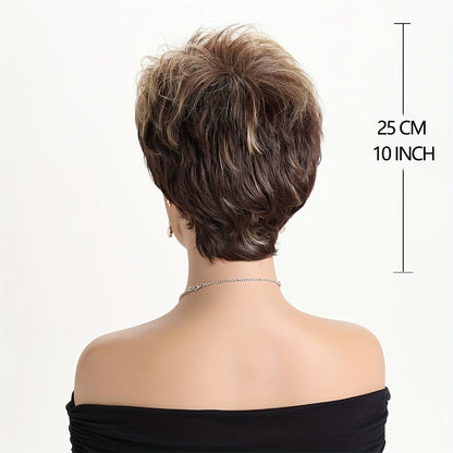 Curly Wig - Short for Women - 10 Inch Mixed Brown Heat Resistant Synthetic Hair, Rose - product detail view 9