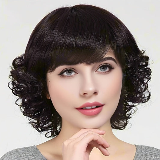 Curly Wig - Short Loose for Women - Full Cover Natural Hairpiece for Middle-Aged & - product detail view 2