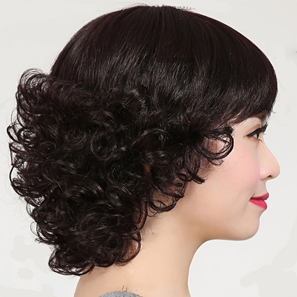 Curly Wig - Short Loose for Women - Full Cover Natural Hairpiece for Middle-Aged & - product detail view 5